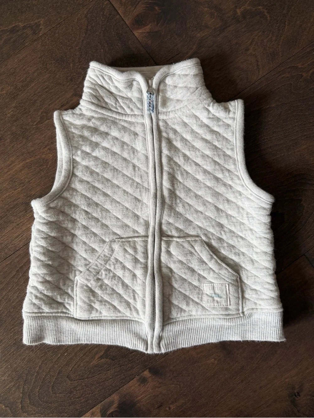 Carter's Navy Hoodie, Light Gray Hoodie & Cream Quilted Vest Set